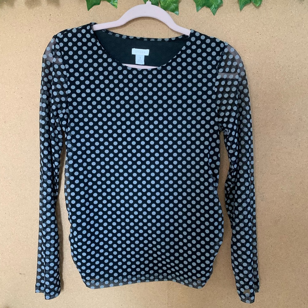 LOWBALLS ACCEPTED-CHICO’S black polka dotted shirt
